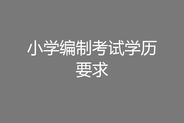 小学编制考试学历要求