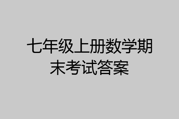 七年级上册数学期末考试答案