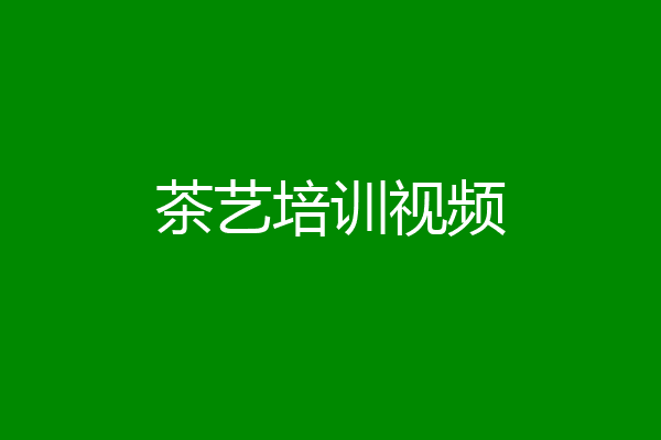 茶艺培训视频