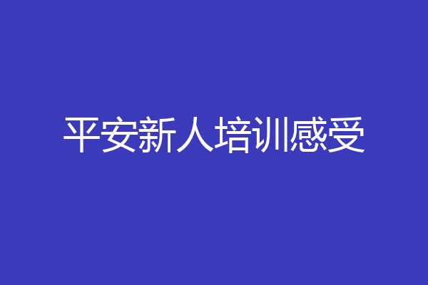 平安新人培训感受