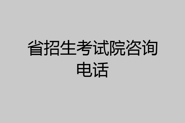 省招生考试院咨询电话