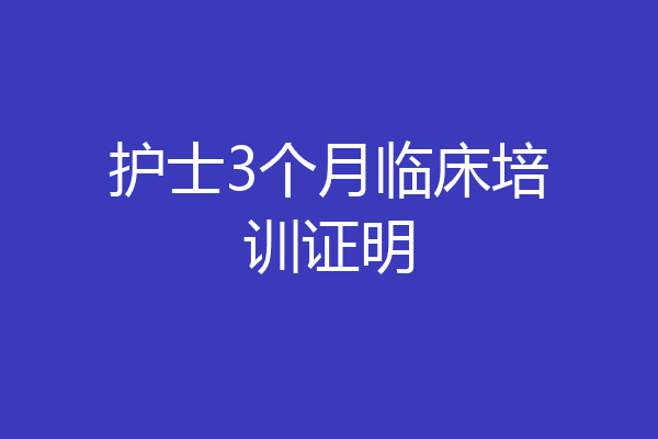 护士3个月临床培训证明