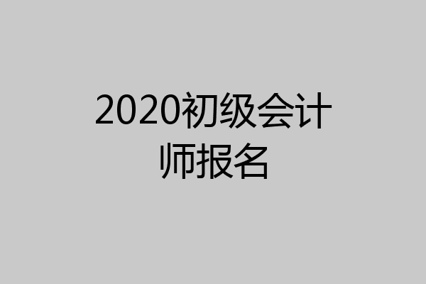 2020初级会计师报名