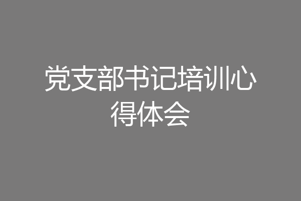 党支部书记培训心得体会