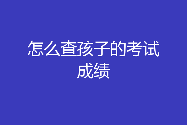 怎么查孩子的考试成绩