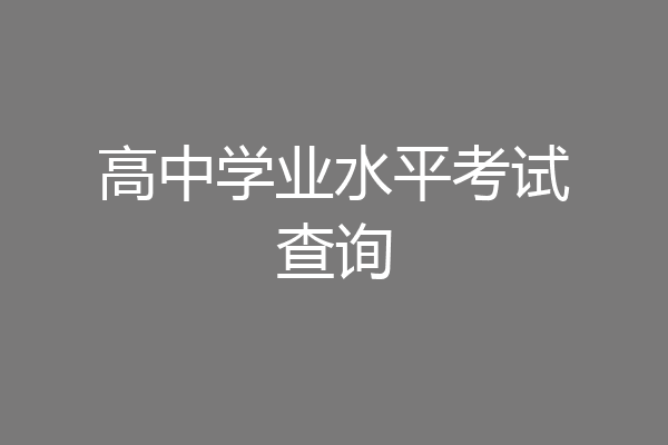 高中学业水平考试查询