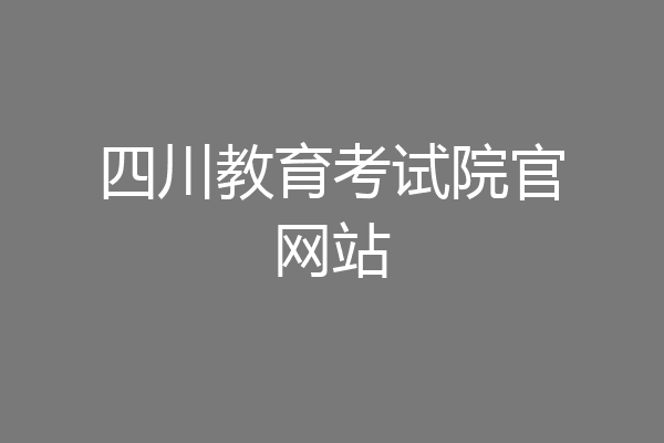 四川教育考试院官网站