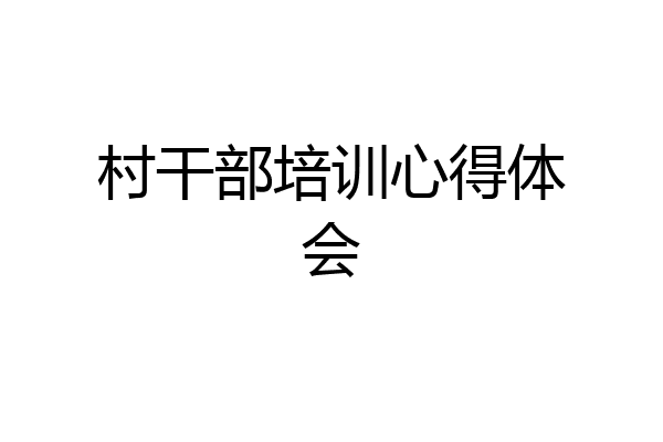 村干部培训心得体会
