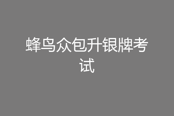 蜂鸟众包升银牌考试