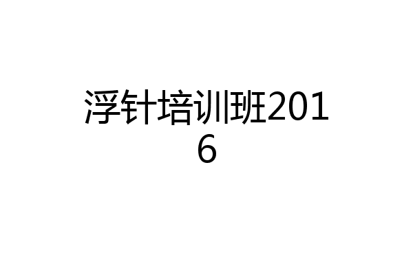 浮针培训班2016