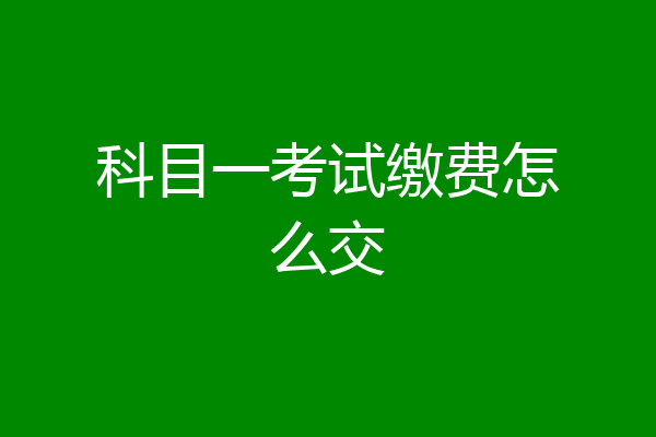 科目一考试缴费怎么交