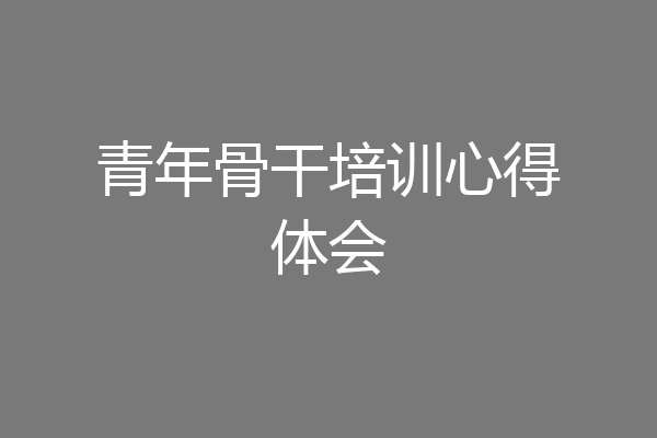 青年骨干培训心得体会