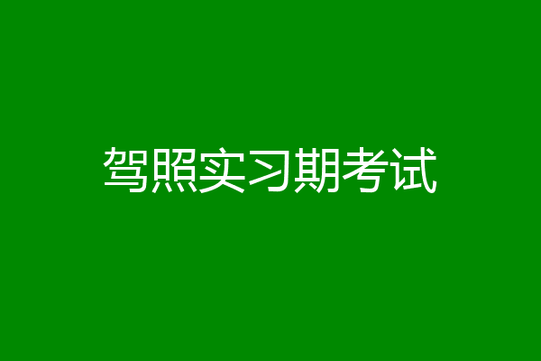 驾照实习期考试