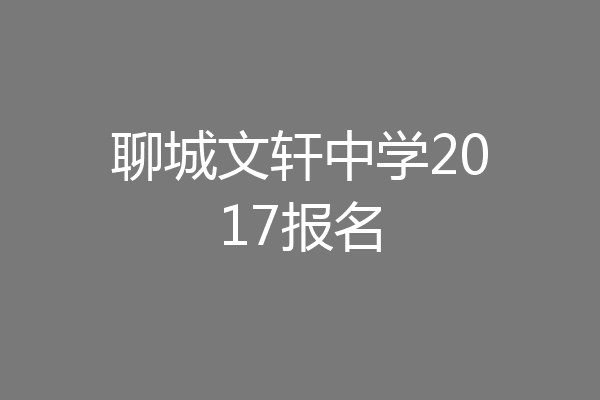 聊城文轩中学2017报名