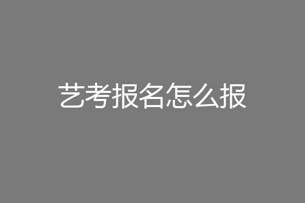 艺考报名怎么报