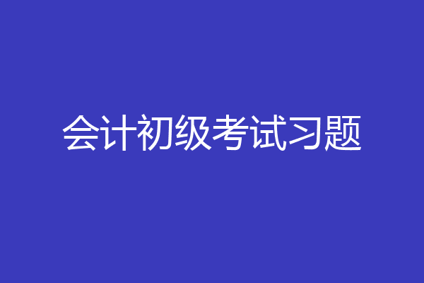 会计初级考试习题