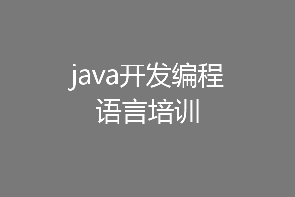 java开发编程语言培训