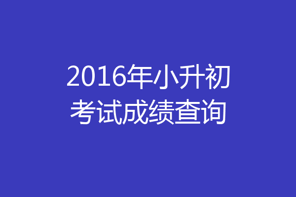 2016年小升初考试成绩查询