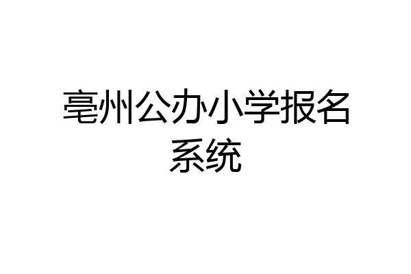亳州公办小学报名系统