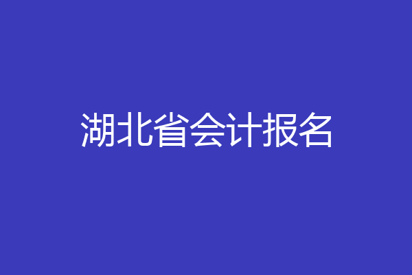 湖北省会计报名