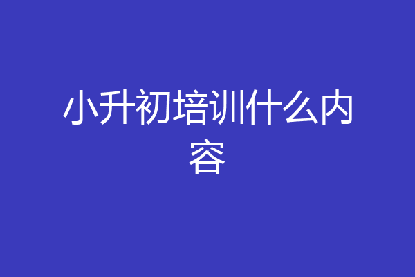 小升初培训什么内容