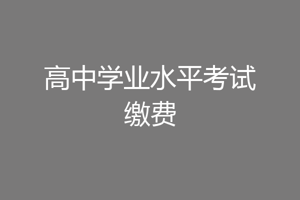高中学业水平考试缴费