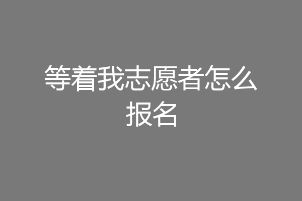 等着我志愿者怎么报名