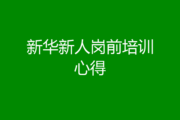 新华新人岗前培训心得