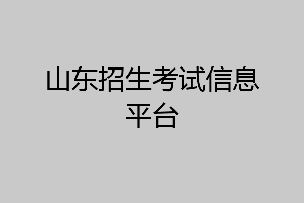 山东招生考试信息平台