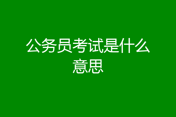 公务员考试是什么意思