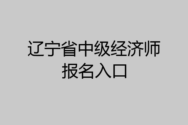 辽宁省中级经济师报名入口
