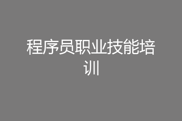 程序员职业技能培训