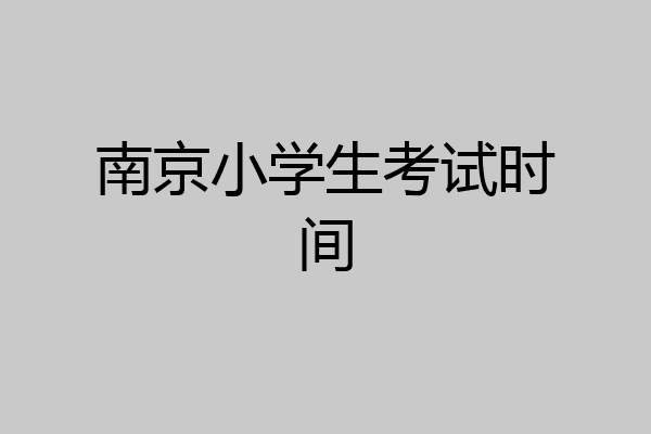 南京小学生考试时间