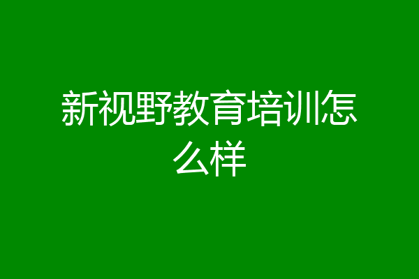 新视野教育培训怎么样