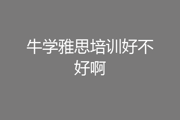 牛学雅思培训好不好啊