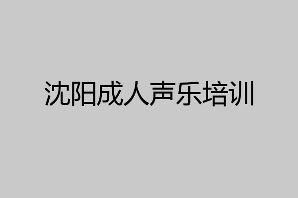 沈阳成人声乐培训