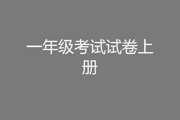 一年级考试试卷上册