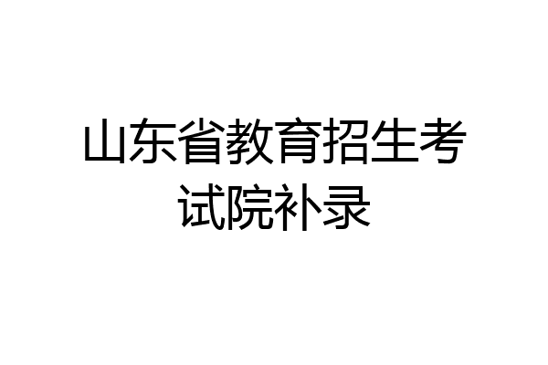 山东省教育招生考试院补录