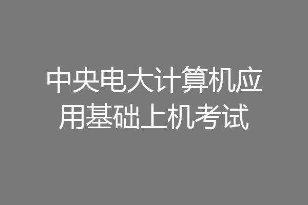 中央电大计算机应用基础上机考试