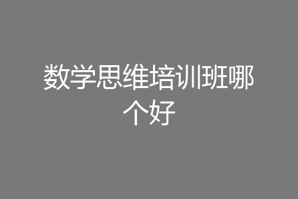 数学思维培训班哪个好