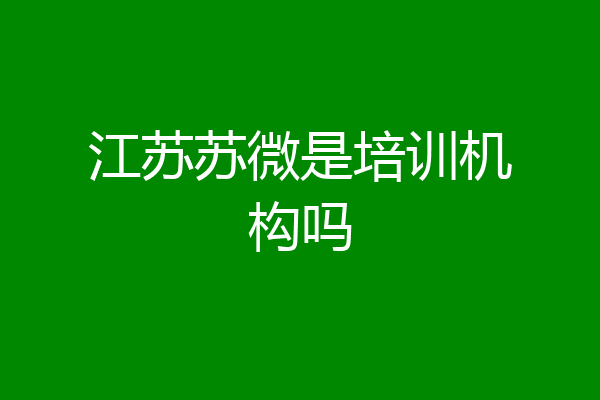 江苏苏微是培训机构吗