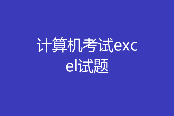 计算机考试excel试题