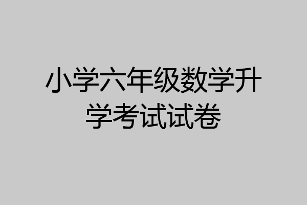 小学六年级数学升学考试试卷