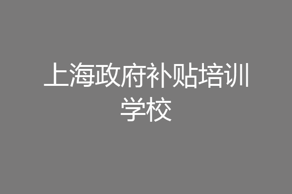 上海政府补贴培训学校