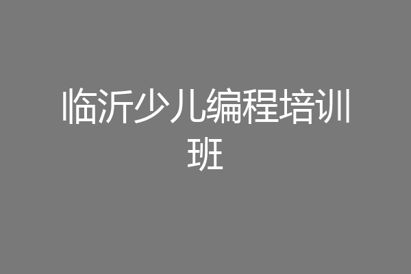 临沂少儿编程培训班
