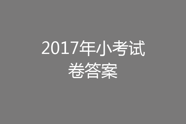 2017年小考试卷答案