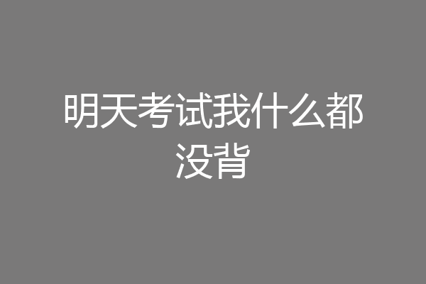 明天考试我什么都没背