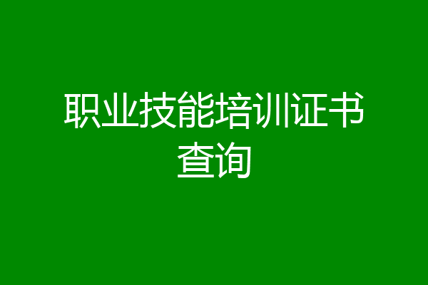 职业技能培训证书查询