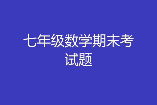 七年级数学期末考试题