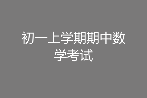 初一上学期期中数学考试